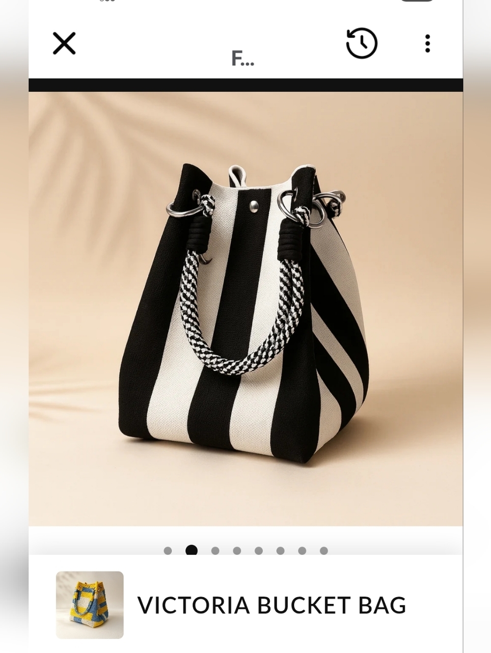 Mark And Reeves  Victoria Bucket Black and Cream   Bag with Rope Handles